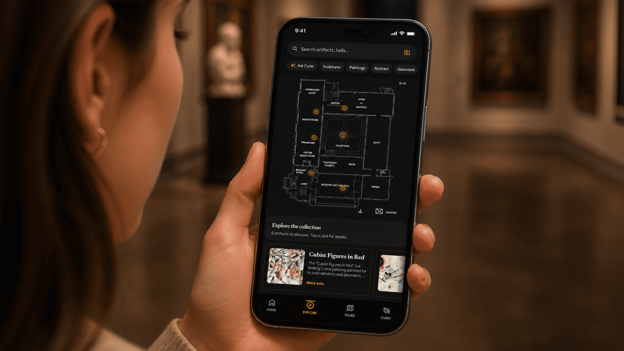 Weave Companion running on a visitor's phone in a gallery