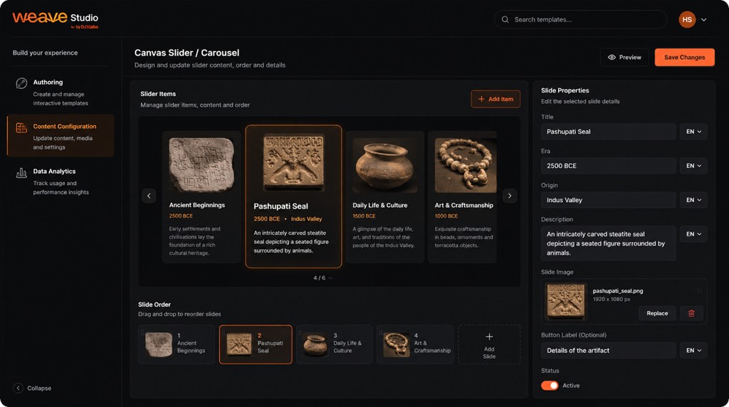 WEEV Studio interface example