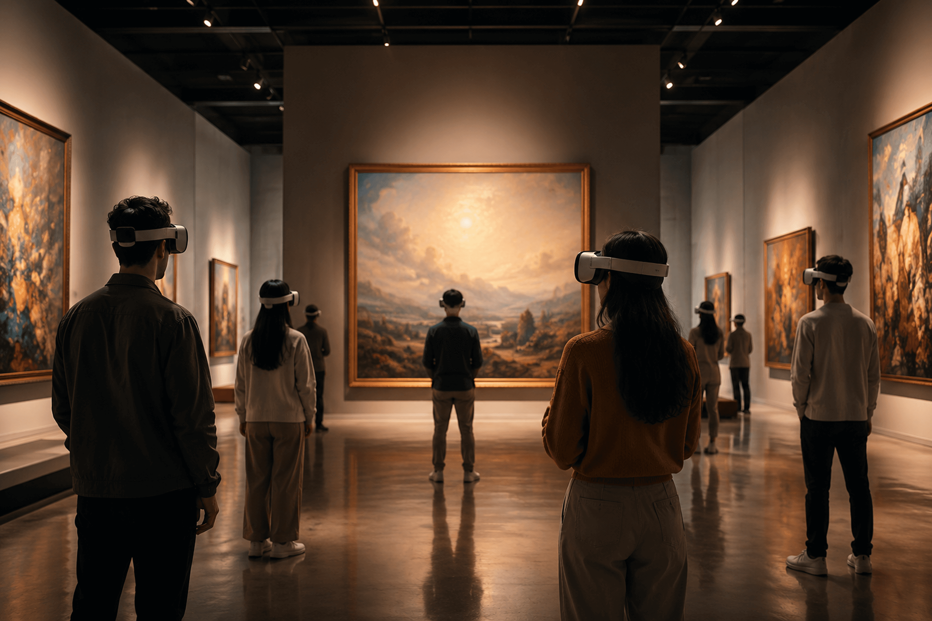 Visitors in headsets exploring a reconstructed space together